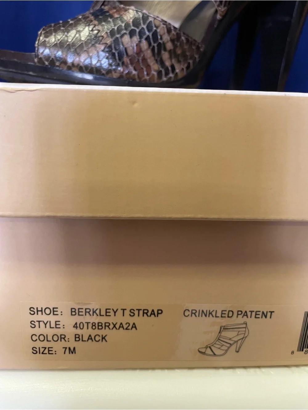 Michael Kors Brown Snake-Print T-Strap Heels with Front Zipper